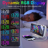 Projection Alarm Clock for Bedrooms Ceiling,7.3" Digital Clock Large Display Mirror Screen,11 Colors RGB Clock with 180° Rotatable Projector,5 Auto Dimmer,12/24h, Snooze,Dual Alarm