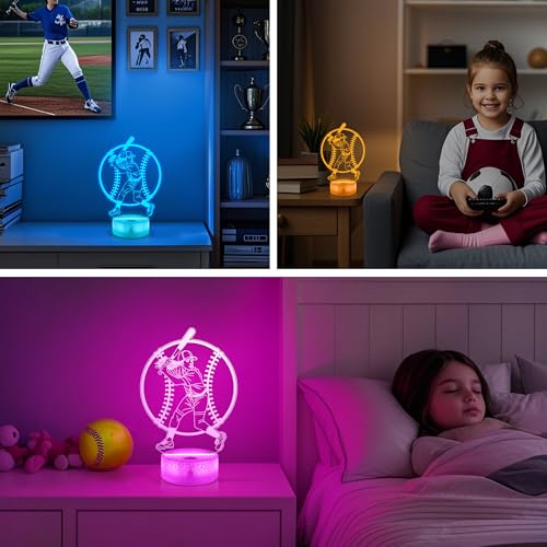 OkiyiD Softball Gifts for Girls, Light Up Softball Night Light 3D Illusion Lamp with 16 Colors Remote Control, Softball Accessories Stuff for Girls Women Best Friends Sister Birthday Xmas Gifts