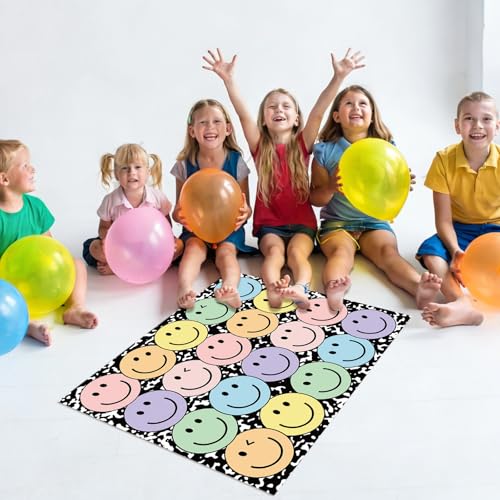 JarThenaAMCS 3.3 x 4 Ft Smile Face Area Rug Large Emotion Mat Colorful Composition Non-Slip Soft Fluffy Mental Health Floor Carpet for Back to School Living Bedroom Playroom