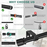Ottsuls Curtain Rods for Windows, 32 to 60 or 71 Inches Max Adjustable Length, 1 Inch Diameter, Black Decorative Curtain Rod Set, Rustproof Heavy Duty Metal Pole with Brackets