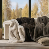EVERGRACEHOME Luxury Soft Faux Chinchilla Fur Throw Blanket for Couch, Warm Thick Heavy Winter Throw Blanket 1220GSM for Bed, Fluffy Cozy Mink Blanket with Reversible Velvet, Birch Mink, 60"x80"