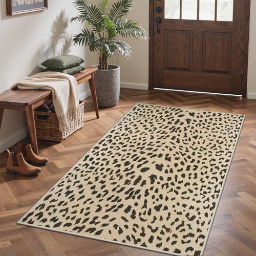 3x5 Washable Rug Small Leopard Print Area Mat for Entryway Bathroom