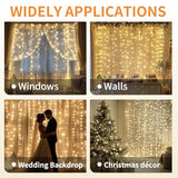 Fairy Curtain Lights, 200 LED Upgraded Tangle-Free Hanging Lights with Remote, USB Plug in String Lights for Bedroom Wall Window Wedding Party Xmas Home Décor - 6.6 x 6.6 Ft, Warm White