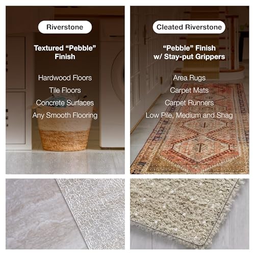 Clear Carpet Runner, USA Made, Safe, 24 x 36 Inch, 2mm Thick Cleated Vinyl, Clear Floor Runner Roll for Carpet Protection, Plastic Area Rug for Doorway Floor
