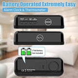 KWANWA 2-in-1 Digital Alarm Clock with Indoor Thermometer – Flip to Show Temperature, Battery Operated, LED Display, Adjustable Brightness, Auto Dimming, Snooze, Portable Size, Travel Clock for Office