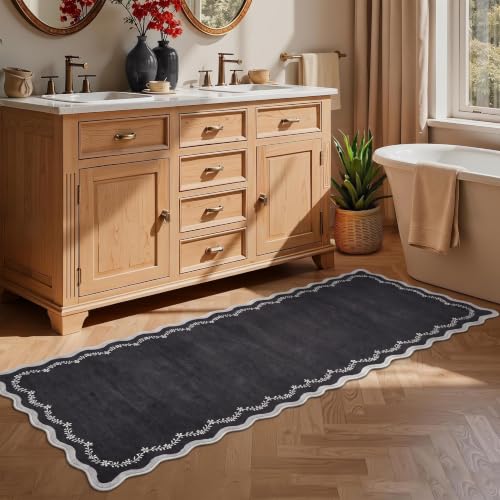 GarveeHome 2.5x10 Scalloped Washable Runner Rug Long Hallway Kitchen Rug