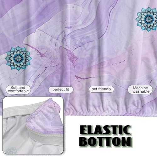 Purple Bohemian Flowers Stretch Sofa Couch Slipcovers Without Armrest, Furniture Protector for Kids and Pets Elastic Fabric Futon Slipcover Non Slip Protector