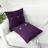 HWY 50 Purple Chenille Throw Pillow Covers 22x22 Inch Buttons Pack of 2