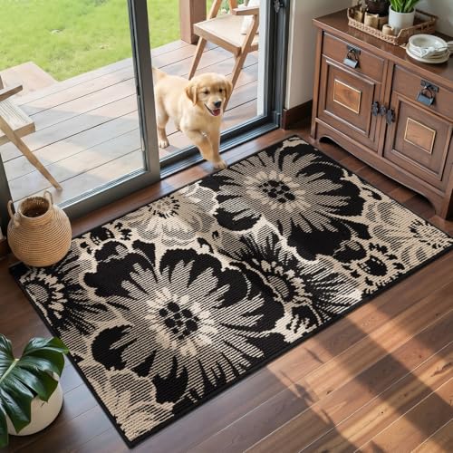 Findosom Washable Front Door Mat, 47" x 31" High-Low Textured Entryway Rug