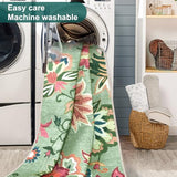 Floral Kitchen Runner Rugs Non Skid Washable, Low Pile Ultra Thin Rug Runners 2x6, Non Slip Paisley Carpet for Laundry Bedroom Entrance Bathroom (Light Green,2'x6')