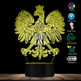 The Geeky Days Polish Coat of Arms Polska 3D Optical Illusion USB Light Home Decor Patriotic Polish Eagle Falcon LED Novelty Desk Night Lamp