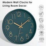 Lumuasky Wall Clock,Battery Operated Modern Analog Silent Non-Ticking Decorative Emerald Clock for School Office Classroom Bedroom Kitchen Living Room Nursery Decor (12 inch)