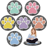 Teenyyou 6 Pcs 16" Dog Paw Classroom Rug Composition Notebook Classroom Rug Boho Pastel Floor Mat Non Slip Floor Mat for Preschool Kindergarden Dog Paw Round Flexible Seats Group Activity Spots Marker