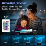 OkiyiD Airplane Gifts for Boy, Men, Aircraft Night Light, Gulfstream 3D Illusion Lamp with Remote and Touch Control, Plane Decor for Men Boy Kids Room, Birthday Gifts