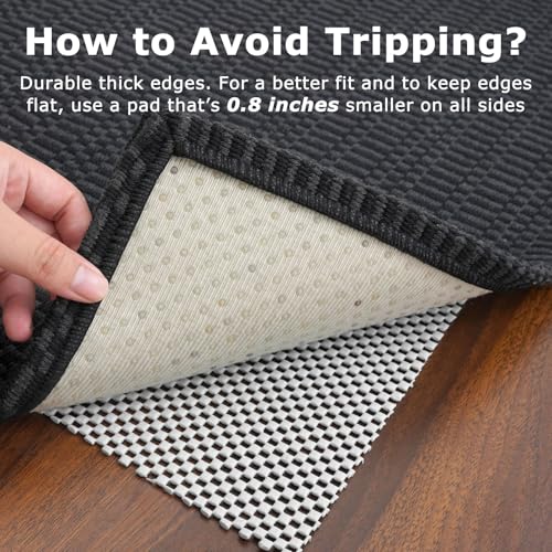 KOZYFLY 2x6 Runner Rug, Washable Non Slip Kitchen Hallway Rug, Black/Grey
