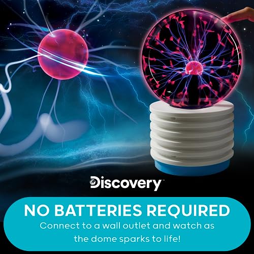 Discovery™ Plasma Globe Lamp - Touch & Sound Sensitive Lightning| Electric Tesla Coil Base Design| Educational STEM Toy| Home & Room Décor| Light-Up Plasma Orb| Interactive Globe| Fun Science Gift
