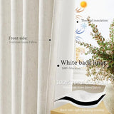 Cream Linen Blackout Curtains 84 Length 2 Panels Set for Living Room Bedroom, 100% Black Out Thermal Insulated Linen Drapes, Room Darkening Grommet Curtains 84 Inches Long Natural Beige
