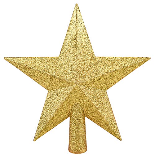 8 Inches Christmas Tree Top Crown Glitter Star Decoration (Golden)