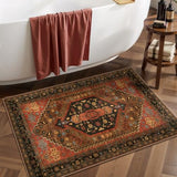 Ciicool Small Area Rug, 2x3ft Red Boho Rug, Ultra Soft Entry Rugs for Entryway, Non-Slip Washable Rugs Oriental Low-Pile Indoor Mat Floor Carpet for Entrance Bedroom Kitchen Bathroom Foyer Decor