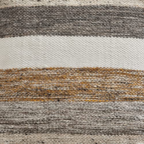 Signature Design by Ashley Josalind 16 Inch Casual Wool Pouf, Gray & Beige