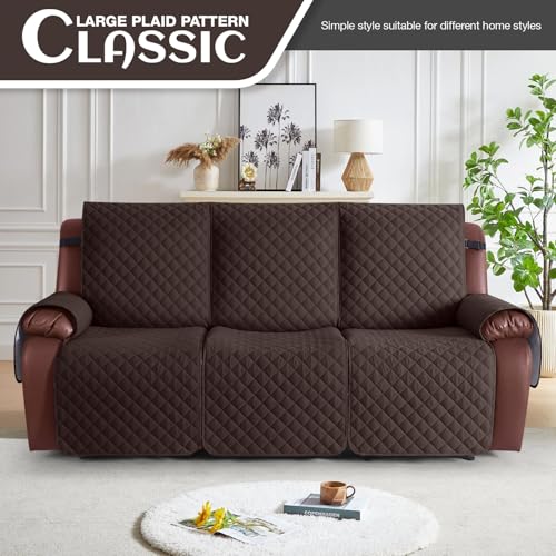 KinCam 100% Waterproof Recliner Loveseat Cover with Console X1, Recliner Couch Covers X1, Recliner Chair Covers X1(Chocolate)