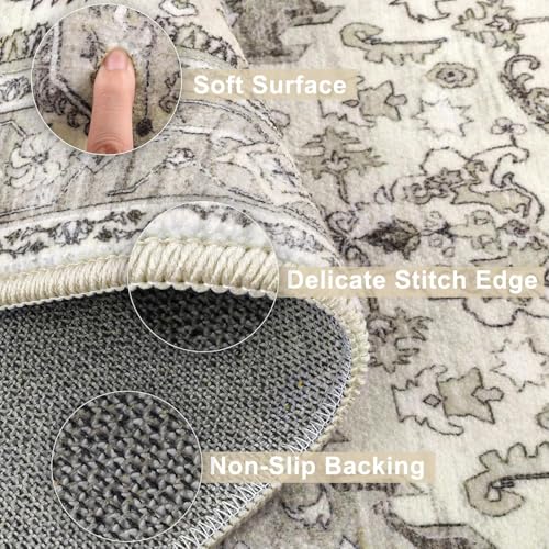 2x6 Boho Washable Kitchen Runner Rug with Non Slip Rubber Backing