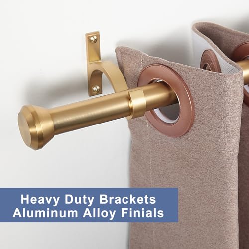 2 Pack Telescoping Curtain Rods, Side Curtain Rods 1Inch Diameter Drapery Rods 12-20Inch Length Adjustable Rod with Brackets Window Treatment-Warm Gold