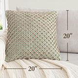 Boho Living Jada 2 Pc Decorative Throw Pillow Covers, Pillow Insert not Included, Premium Woven Design, Living Room Décor, (2) 20" x 20", Sage Green