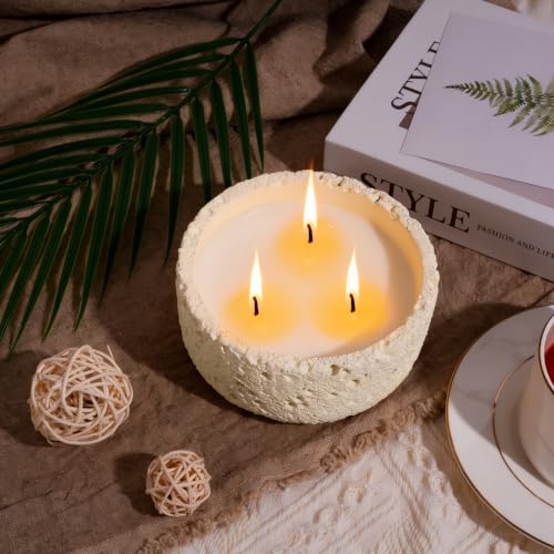 Viyffo 20oz Large Scented Candle - Vanilla Fragrance, 3 Wick Non Toxic Soy Candle, Ivory White Ceramic Jar, Luxury Home Fragrance, Elegant Room Décor & Premium Birthday Gift