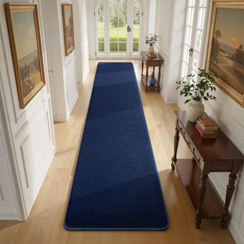 Runner Rug for Hallway, 2x10 Navy Blue Washable Non Slip Runner Rug
