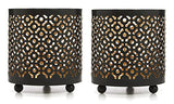 Hosley Set of 2 Black (Gold Inside) Metal Jar Holder Candle Sleeve 4.5" High. Votive, Tea Light Lanterns Ideal Gift for Weddings, Parties, Spa and Aromatherapy O6