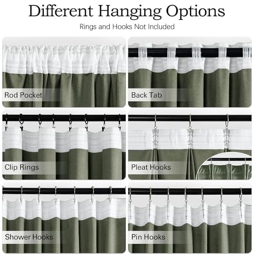 MIULEE Sage Green Velvet Curtains 84 inches 2 Panels - Pinch Pleat Luxury Room Darkening Window Drapes for Bedroom Living Room Blackout Thermal Insulated Super Soft, Back Tab Rod Pocket, W52 x L84