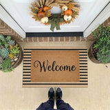 LEEVAN Outdoor Door Mat 2'x3' Washable Welcome Mat Woven Black and White Entryway Rug Farmhouse Front Porch Decor Outside Entrance Striped Outdoor Floor Mats
