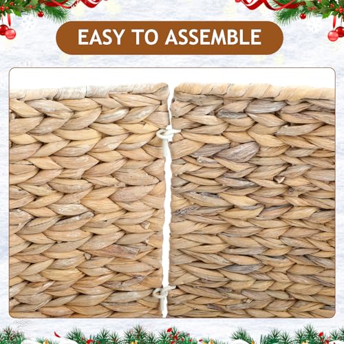 Liliful Christmas Tree Collar Woven Wicker Farmhouse Rustic Tree Skirt Basket Ring for Christmas Decorations (White,42 Inches)