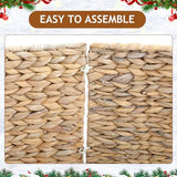 Liliful Christmas Tree Collar Woven Wicker Farmhouse Rustic Tree Skirt Basket Ring for Christmas Decorations (White,42 Inches)
