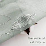 HOMEIDEAS Sage Green Sheer Curtains 52 X 63 Inches Length 2 Panels Embroidered Leaf Pattern Pocket Faux Linen Floral Semi Sheer Voile Window Curtains/Drapes for Bedroom Living Room