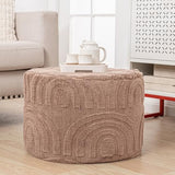 Asuprui Plush Fabric Ottoman Footrest – 20"x14" Soft Foam Pouf with Removable Cover Perfect for Living Room, Bedroom & Dorm(Light Coffee)