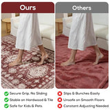 9x12 Living Room Rug Washable Non Slip Distressed Large Carpet, Burgundy