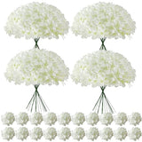 100 Pcs Faux White Hydrangea Artificial Flowers Bulk, Fake Silk Hydrangea Flowers Heads with Stems for Wedding Decorations Garden Party Baby Shower Porch Home Decor Table Centerpieces