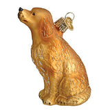 Old World Christmas Sitting Golden Retriever Glass Blown Ornament for Christmas Tree, Handcrafted Holiday Decoration, Dog Collection