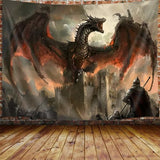 VEIGIKE Cool Medieval Dragon Tapestry, Fantasy Animal Red Dragon Tapestry Wall Hanging for Men Boys Bedroom, Gothic Tapestries Poster Blanket College Dorm Home Decor 60X40 Inches