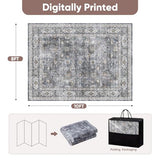Rugcomf Large Living Room Rug 8x10 Washable Non Slip Vintage, Grey