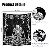 Wonrizon The Lovers Skull Tapestry,Black and White Romantic Constellation Skeleton Tapestries Wall Hanging decor for Living Room Bedroom (51.2”x 59.1”)