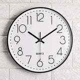 Tosnail 12 Inch Large Non Ticking Wall Clock, Round Silent Battery Operated Wall Clock for Living Room, Bathroom, Bedroom, Kitchen, Office Wall Decor - Modern Black Frame