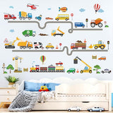 decalmile Car Road Wall Stickers Transports Vehicles Construction Truck Wall Decals Baby Nursery Kids Bedroom Playroom Wall Decor