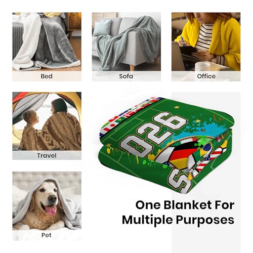World Soccer 2026 Throw Blanket, Soccer Season Game Day Blanket for Boys, Soft Flannel Football Fan Blanket for Couch Bed, 2026 World Cup Decor Gift for Men Women Kids 60" x 50"