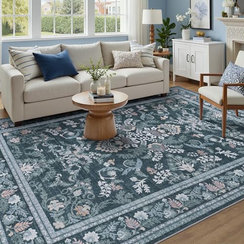 DCX Navy Blue 6x9 Area Rug, Machine Washable