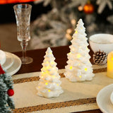 HOMCDALY 2 PCS White Small Christmas Tree with Lights, Mini Christmas Tree for Christmas Décor, Tabletop Xmas Tree Figurines, Christmas Decorations（Ceramic）