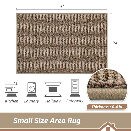 BEQHAUSE 2x3 Entryway Rug Indoor Door Mat Non-Slip Washable, Hallway Rugs Absorbent & Stain Resistant Hall Carpet Runner Rugs for Entryway, Front Door Floor Mats Laundry Room Rugs for Entry, Taupe