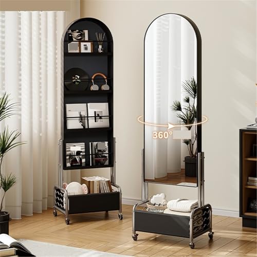 FKEE55UED Floor Home Floor-Length Dressing Mirror Luxurious Full-Length Bedroom Movable Integrated Coat Rack Mirror